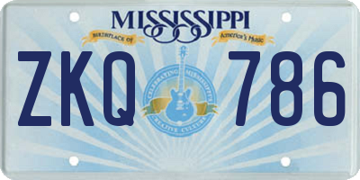 MS license plate ZKQ786