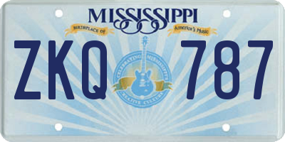 MS license plate ZKQ787