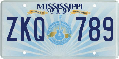 MS license plate ZKQ789
