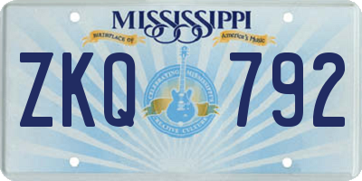 MS license plate ZKQ792