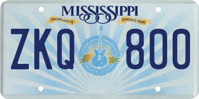 MS license plate ZKQ800