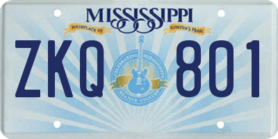 MS license plate ZKQ801