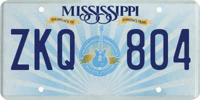 MS license plate ZKQ804