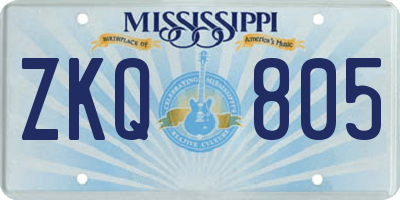 MS license plate ZKQ805