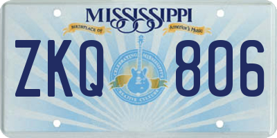 MS license plate ZKQ806
