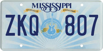 MS license plate ZKQ807