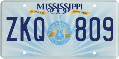 MS license plate ZKQ809