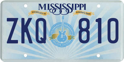 MS license plate ZKQ810