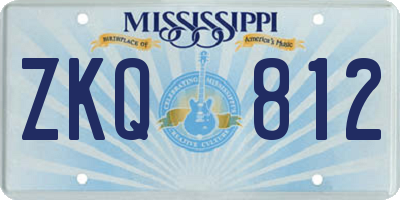 MS license plate ZKQ812