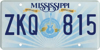 MS license plate ZKQ815