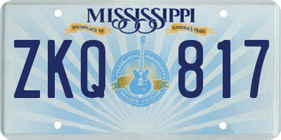 MS license plate ZKQ817