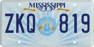 MS license plate ZKQ819