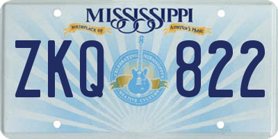 MS license plate ZKQ822