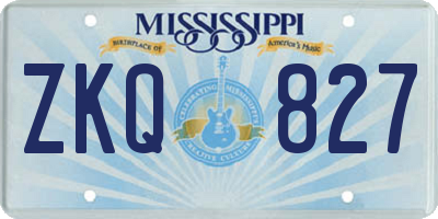 MS license plate ZKQ827