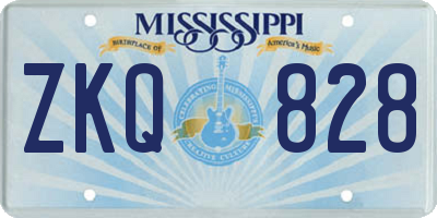 MS license plate ZKQ828