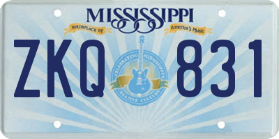 MS license plate ZKQ831