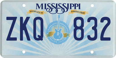 MS license plate ZKQ832