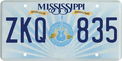 MS license plate ZKQ835