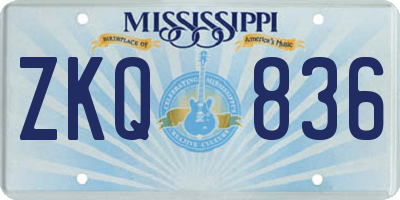 MS license plate ZKQ836