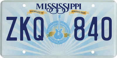 MS license plate ZKQ840