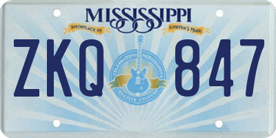 MS license plate ZKQ847