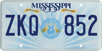 MS license plate ZKQ852