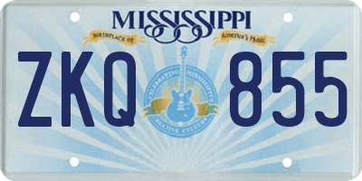 MS license plate ZKQ855