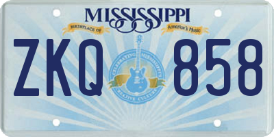 MS license plate ZKQ858