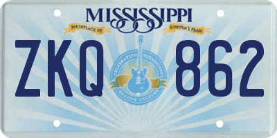 MS license plate ZKQ862