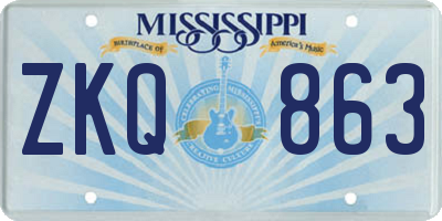 MS license plate ZKQ863