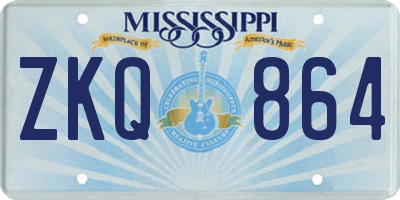 MS license plate ZKQ864