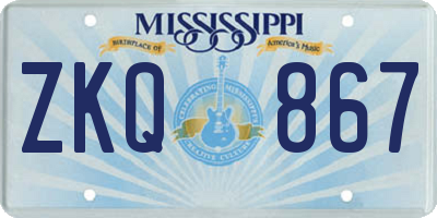 MS license plate ZKQ867