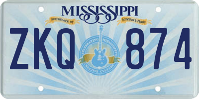 MS license plate ZKQ874