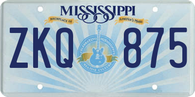 MS license plate ZKQ875