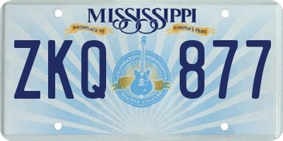 MS license plate ZKQ877