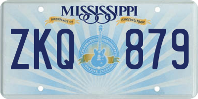 MS license plate ZKQ879