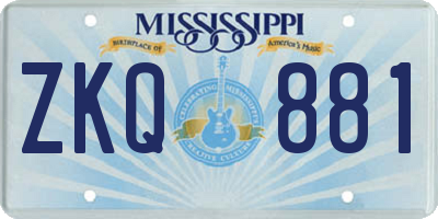 MS license plate ZKQ881