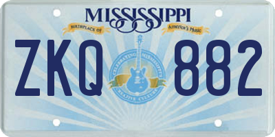 MS license plate ZKQ882