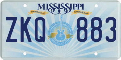 MS license plate ZKQ883