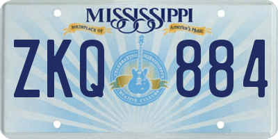 MS license plate ZKQ884