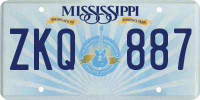 MS license plate ZKQ887