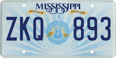 MS license plate ZKQ893
