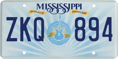 MS license plate ZKQ894