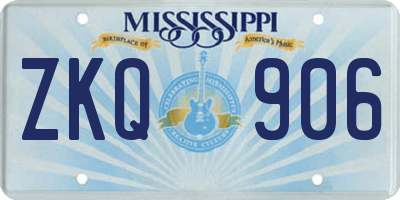 MS license plate ZKQ906