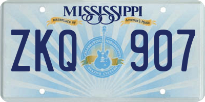 MS license plate ZKQ907