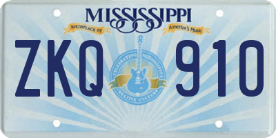 MS license plate ZKQ910