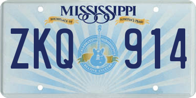 MS license plate ZKQ914
