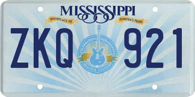 MS license plate ZKQ921