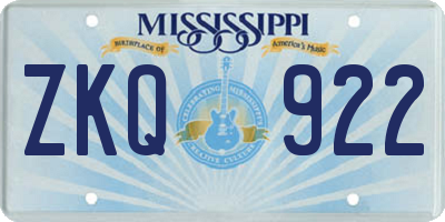 MS license plate ZKQ922