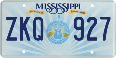 MS license plate ZKQ927